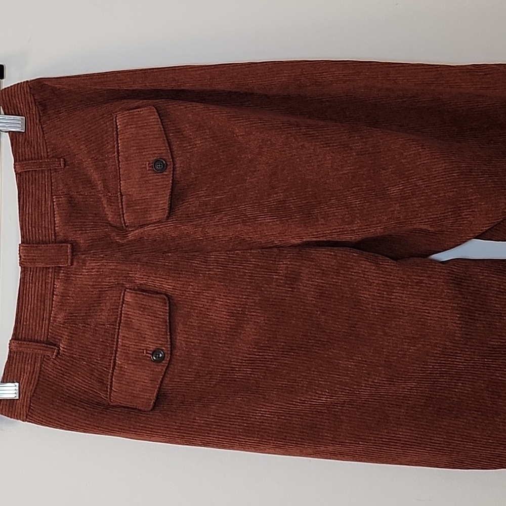Madewell High Waist Tapered Corduroy Pants      Rust Red Trousers Size 4 - Picture 12 of 16